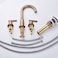 GGStudy 2Handle Bathroom Faucet 3 Holes 360 Swivel Spout Antique Brass Widespread Bathroom Sink Faucet with Pop Up Drain