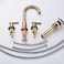 GGStudy 2Handle Bathroom Faucet 3 Holes 360 Swivel Spout Antique Brass Widespread Bathroom Sink Faucet with Pop Up Drain
