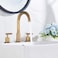 GGStudy 2Handle Bathroom Faucet 3 Holes 360 Swivel Spout Antique Brass Widespread Bathroom Sink Faucet with Pop Up Drain