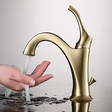 Kraus KRAUS KBF1201BG Arlo Single Handle Basin Bathroom Faucet with Lift Rod Drain and Deck Plate Brushed Gold