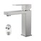 phiestina Phiestina Single Hole Brushed Nickel Square Single Handle Bathroom Vanity Faucet with Metal pop up Drain with Deck Plate Overflow Water Supply line BF3530BN