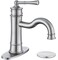 WINKEAR Roman Bathroom Sink Faucet Brushed Nickel Single Hole DeckMount Popup Drain Assembly with Overflow Deck Plate and Water Supply Lines Included