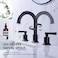 TRUSTMI Matte Black Bathroom Faucet Brass 2 Handle 8 Inch Widespread Lavatory Vanity Faucet with Metal Overflow Sink Drain