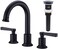 TRUSTMI Matte Black Bathroom Faucet Brass 2 Handle 8 Inch Widespread Lavatory Vanity Faucet with Metal Overflow Sink Drain