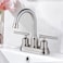 WOWOW 4 Inch Bathroom Faucet 3 Hole Brushed Nickel Bathroom Sink Faucet Centeret Basin Faucet 2 Handle RV Sink Tap Modern Vanity Taps with Drain and Hose