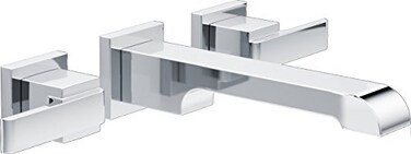 DELTA Delta Ara Wall Mount Bathroom Faucet 2 Hole Chrome Bathroom Sink Faucet for Vanity Chrome T3567LFWL