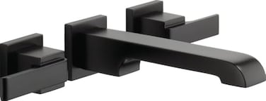 DELTA Delta Ara Wall Mount Bathroom Faucet 2 Hole Matte Black Bathroom Sink Faucet for Vanity Matte Black T3567LFBLWL