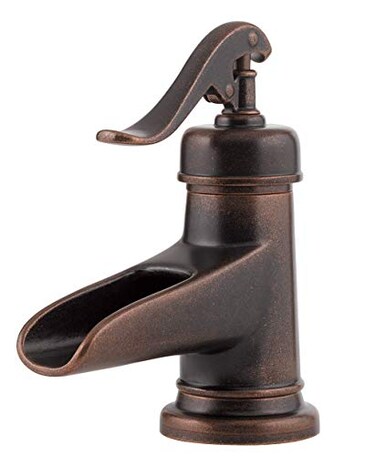 Pfister Ashfield Single Handle Bathroom Sink Faucet 1 Hole or 3 Hole Installation Rustic Bronze Finish with Pforever Seal Advanced Ceramic Disc Valve Technology LF042YP0U