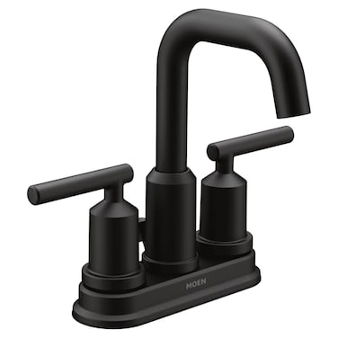 Moen Gibson TwoHandle Centerset High Arc Modern Bathroom Faucet with Drain Assembly Matte Black 6150BL