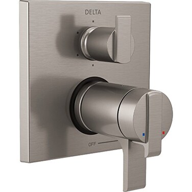 DELTA Delta Faucet T27T967SS Stainless Ara Angular Modern TempAssure 17T Series Valve Trim with 6Setting Integrated Diverter