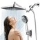RNDIOZD Shower Head with Handheld118 Inch Large Rectangular Rain Shower Head with 5 Modes Handheld Spray ComboAdjustable Double Shower Heads with Holder and 11 Extension ArmChrome