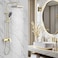 Chalirs CHALIRS Shower Systems with 12 x8 Inches Rain Shower HeadBrushed Gold Exposed Pipe Shower System3 Functions Tub Shower Faucet SetsOverhead Shower System with Handheld