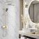 Chalirs CHALIRS Shower Systems with 12 x8 Inches Rain Shower HeadBrushed Gold Exposed Pipe Shower System3 Functions Tub Shower Faucet SetsOverhead Shower System with Handheld