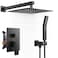 FORIOUS Rain Shower Head System Shower Faucet Set with Handheld Spray Combo Roughin Valve Solid Brass Pressure Balanced Valve Trim Kit 10 Wall Mounted Matte Black