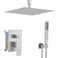 JingGang 12 Inch Ceiling Mount Brushed Nickel Shower System Bathroom Luxury Rain Mixer Shower Combo Set Ceiling Rainfall Shower Head System Contain Shower Faucet Roughin Valve Body and Trim Kit