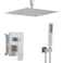JingGang 12 Inch Ceiling Mount Brushed Nickel Shower System Bathroom Luxury Rain Mixer Shower Combo Set Ceiling Rainfall Shower Head System Contain Shower Faucet Roughin Valve Body and Trim Kit