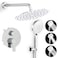 JQBQS Shower Faucet Set 12IN Brass RoughIn Valve Body Trim Kit Rainfall Included Handle Accessories Complete 2 Functions with Rain Head and Handheld Bathroom Systems 12 Chrome Polished