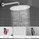 JQBQS Shower Faucet Set 12IN Brass RoughIn Valve Body Trim Kit Rainfall Included Handle Accessories Complete 2 Functions with Rain Head and Handheld Bathroom Systems 12 Chrome Polished