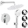 JQBQS Shower Faucet Set 12IN Brass RoughIn Valve Body Trim Kit Rainfall Included Handle Accessories Complete 2 Functions with Rain Head and Handheld Bathroom Systems 12 Chrome Polished