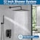 POP SANITARYWARE Matte Black Shower Faucet Set Rainfall 12 Inch Shower Head and Handle Set Bathroom Rain Shower System Wall Mounted Shower Fixture Include Shower Valve and Trim Kit