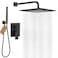 POP SANITARYWARE Matte Black Shower Faucet Set Rainfall 12 Inch Shower Head and Handle Set Bathroom Rain Shower System Wall Mounted Shower Fixture Include Shower Valve and Trim Kit