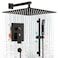 SR SUN RISE 12 Inch Oil Rubbed Bronze Shower Faucet Set WallMount Adjustable 16Inch Slide Bar with Square Hand Shower System Included Valve and Trim Kit