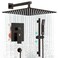 SR SUN RISE 12 Inch Oil Rubbed Bronze Shower Faucet Set WallMount Adjustable 16Inch Slide Bar with Square Hand Shower System Included Valve and Trim Kit