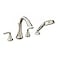 Moen Eva Brushed Nickel TwoHandle Deck Mount Roman Tub Faucet Trim Kit with Single Function Handshower Valve Required T944BN