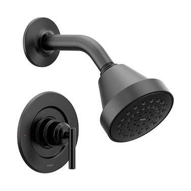 Moen Gibson Matte Black EcoPerformance Modern Shower Trim Featuring Bathroom Showerhead and Lever Handle PosiTemp Valve Required T2902EPBL