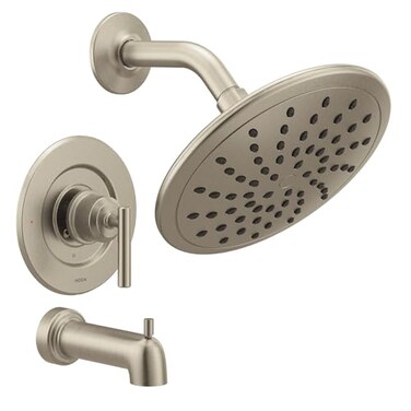 Moen Gibson PosiTemp Pressure Balancing Modern Tub and Shower Trim with 8Inch Rainshower Valve Required Brushed Nickel T3003EPBN