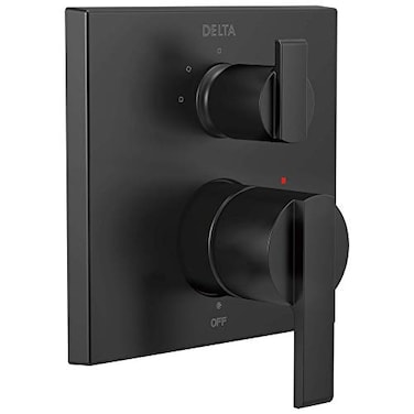 DELTA FAUCET T24867BL Angular Modern Monitor 14 Series Valve 3Setting Integrated Shower Trim with Diverter Matte Black