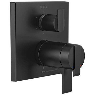 DELTA FAUCET T27T967BL Angular Modern TempAssure 17T Series Valve 6Setting Integrated Shower Trim with Diverter Matte Black