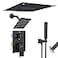 VANFOXLE Shower Faucet Set Matte Black Four Modes Shower System Shower Faucet with 2 in 1 Handheld Ceiling Mount 16 Inch LED Shower HeadRain and Waterfall6 Inch Shower Head