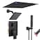 VANFOXLE Shower Faucet Set Matte Black Four Modes Shower System Shower Faucet with 2 in 1 Handheld Ceiling Mount 16 Inch LED Shower HeadRain and Waterfall6 Inch Shower Head