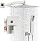 IUERASD Shower Faucet Set with Shower Head Wall Mount 10 Inch Square Rainfall Shower Head and Handle Set Single Handle Shower System Set with Female Threads Valve Body and Trim IncludedBrush Nickel