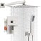 IUERASD Shower Faucet Set with Shower Head Wall Mount 10 Inch Square Rainfall Shower Head and Handle Set Single Handle Shower System Set with Female Threads Valve Body and Trim IncludedBrush Nickel