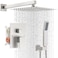 IUERASD Shower Faucet Set with Shower Head Wall Mount 10 Inch Square Rainfall Shower Head and Handle Set Single Handle Shower System Set with Female Threads Valve Body and Trim IncludedBrush Nickel