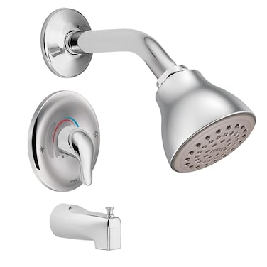 Moen Chateau Chrome PosiTemp Bathtub Trim Kit with Shower Head Lever Handle and Tub Spout Valve Required TL183EP