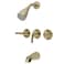 Kingston Brass GKB232 Magellan Tub and Shower Faucet with Three Handles Polished Brass