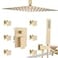 Enga Body Jets Shower System with OnOff Switch 16 Inch Ceiling Rain Shower Head with Jets Shower Faucet Fixture Complete Set Brushed Gold