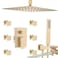 Enga Body Jets Shower System with OnOff Switch 16 Inch Ceiling Rain Shower Head with Jets Shower Faucet Fixture Complete Set Brushed Gold