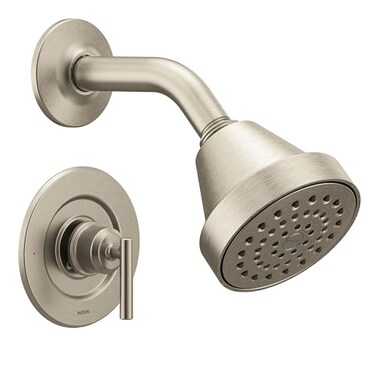Moen Gibson Brushed Nickel EcoPerformance Modern Shower Trim Featuring Bathroom Showerhead and Lever Handle PosiTemp Valve Required T2902EPBN