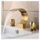 Sprinkle Elegant Waterfall Double Handle Bathroom Sink Faucet Arc Waterfall Spout Bathtub Filler Widespread Bathroom Faucet Gold