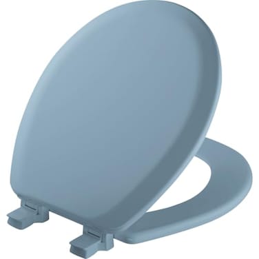 Mayfair 46EC 034 Molded Wood Toilet Seat with LiftOff Hinges Round Sky Blue