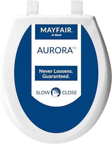 Mayfair Aurora Slow Close Toilet Seat Easy Clean Hinges and Adjustable Perfect Fit Plastic Seat Round White