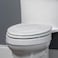 Mayfair Sculptured Teardrop Slow Close Toilet Seat Easy Clean Hinges with Durable Wood Seat Made in USA Round White
