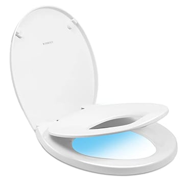 WSSROGY Round Toilet Seat with Slow Close Seat Easy Clean Plastic White Suitable Standard Round Toilet