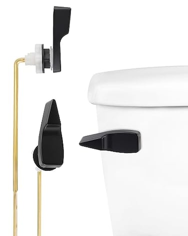 Hibbent Toilet Handle Replacement Front Mount Tank Flush Lever Handle Compatible with American Standard Toilet Trip Lever with Stainless Steel Flapper Chains Matte Black
