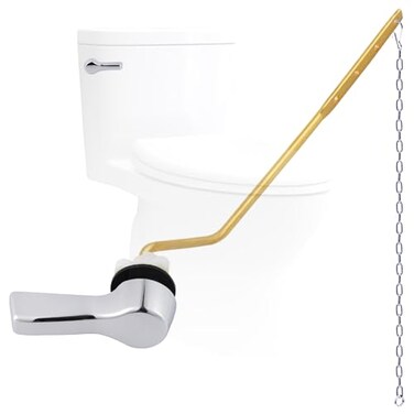 Hygie Rinse Metal Toilet Handle Lever Flush Replacement Universal Side Mount Toilet Handle with Stainless Steel Flapper Chains Toilet Repair Kit Chrome