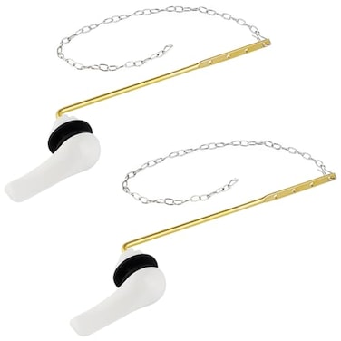 iFealClear 2 Pack Metal Toilet Handle Replacement Kit Universal Front Mount Toilet Tank Flush Lever Replacement Solid Brass Toilet Trip Lever Fits Most Toilets White